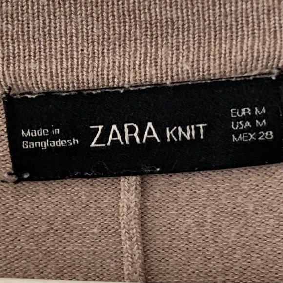 Zara Women’s Knit Tan Cardigan Size Medium Open Front Lightweight Layer - Picture 7 of 10